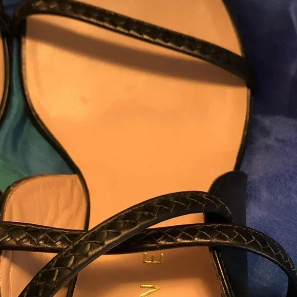 CELINE Italian Leather Black Embossed Heeled Sandals 7.5 MSRP $1200 - Picture 5 of 10